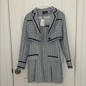 Cider Blue and White Plaid Blazer